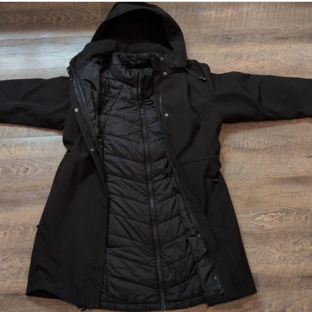 Design Collective Women's Black Trench Puffer Winter Coat